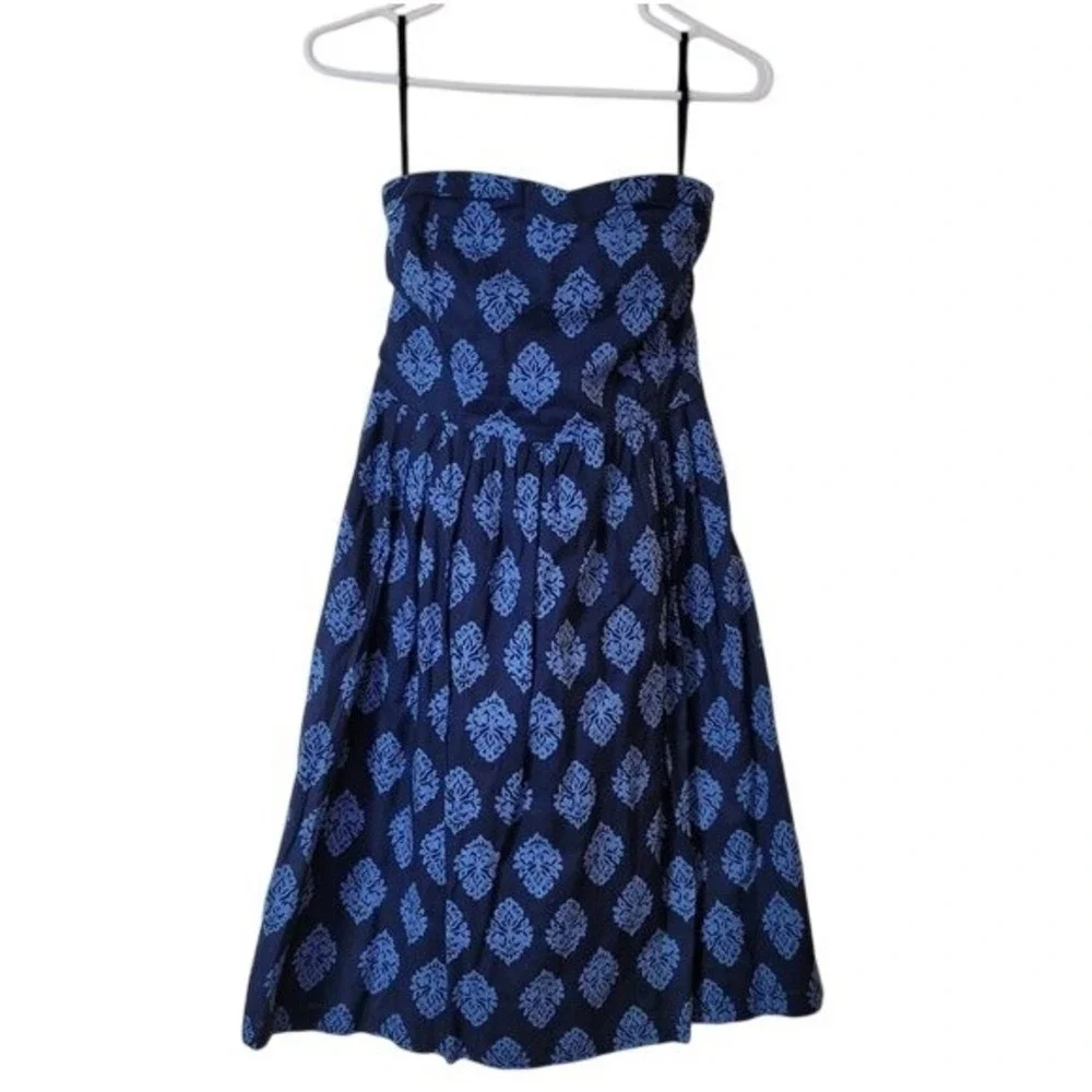 Old Navy Strapless Dress womens S/6 Blue 100% cotton boho mini A-line sweetheart